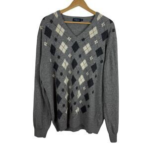 Re Del Mare Mens‎ Argyle Wool Sweater Sz XL Made in Italy Academia Grandpa Comfy